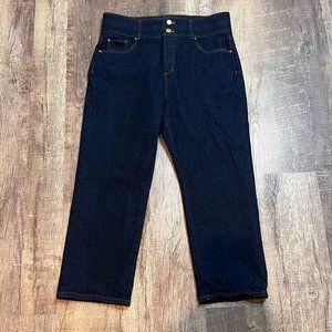 Ann Taylor The Straight Crop High Rise Jeans Size 12 Petite Med Wash